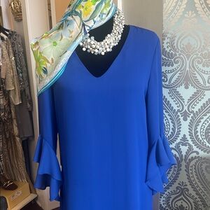 236326 BRIGHT BLUE Silk Dress by Frank Lyman